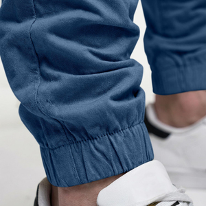 Pantalones Jogger Cargo Azules para Hombre, Pantalones Casuales Ligeros con Bolsillos Laterales y Dobladillo Elástico - Product Image 4