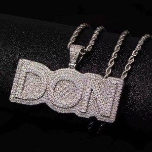 Iced Out Two Tone Moissanite Letter Name Pendant 925 Silver <b>Rope</b> <b>Chain</b> Hip Hop Men's Themed Charms For Party Wear Jewelry - Product Image 3