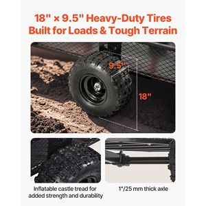 28 คิว รถพ่วงอเนกประสงค์สำหรับสวน รับน้ำหนักได้ 1800 ปอนด์ ทำจากเหล็ก สำหรับรถ ATV UTV แผงด้านหลังถอดออกได้ แข็งแรงทนทาน สำหรับบรรทุกสินค้าและใช้งานทั่วไป - Product Image 6