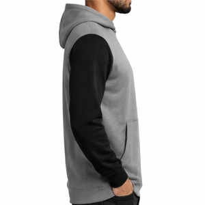 Sweat à capuche pour homme à manches contrastées, en jersey de polyester, style vintage, pour l'hiver, style streetwear, impression numérique, logo personnalisé - Product Image 4