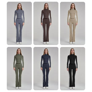 Ropa Deportiva para Mujer, Camiseta de Yoga sin Costuras de Color Sólido, Manga Larga, Top Corto para Entrenamiento, Secado Rápido, Transpirable, Conjuntos de Yoga - Product Image 2