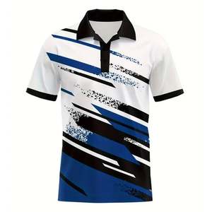 Chemise de golf à manches courtes pour homme, motif géométrique, imprimé par transfert thermique, respirante, coupe classique, jersey tricoté polyester/coton - Product Image 3
