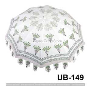 Parasol de jardin pliable en tube de fer imprimé à la main avec un magnifique motif de palmiers - Product Image 2