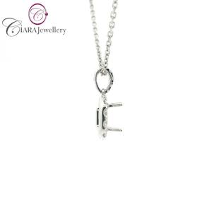 Vente en gros de style classique simple halo 18 carats au750 or blanc véritable diamant naturel en forme de coussin 6X5MM cadeau en or avec pendentif à ajustement central - Product Image 4