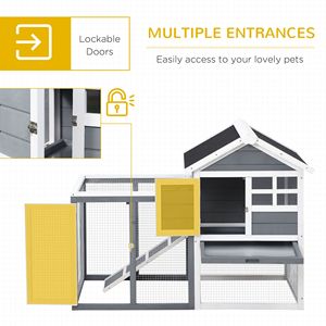 Conejera de Madera Resistente a la Intemperie de 48 Pulgadas con Techo Inclinado de Asfalto, Corral Interior/Exterior para Conejos, Jaula Divertida para Mascotas - Product Image 4