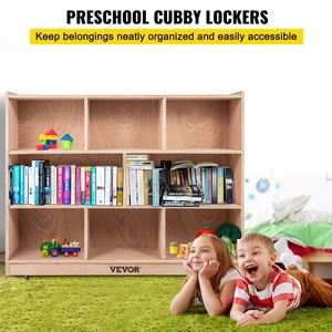 Gabinete de almacenamiento para Aula de madera contrachapada de 36 pulgadas de altura de 8 secciones con ruedas, gabinetes para niños preescolares con estantes - Product Image 2