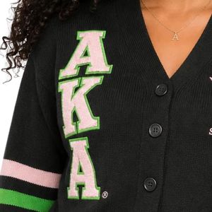 เสื้อคาร์ดิแกนสีดำแบบ Varsity สำหรับผู้หญิง ติดกระดุมด้านหน้า ถักนิตติ้ง แฟชั่นเสื้อแจ็คเก็ตตัวอักษร สไตล์ลำลองแบบ Preppy เสื้อคลุมตัวนอก ขายส่ง - Product Image 6