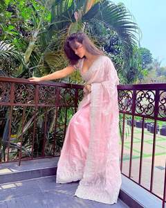 Sari indien Bollywood le plus vendu, aspect riche et élégant, en tissu filet doux, le plus tendance, export, dernière collection exclusive, pour femmes, idéal pour les fêtes - Product Image 4