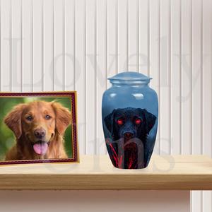 Black <b>dog</b> cremation urn with fiery eyes unique decor urn for pets ashes memorial keepsake pet <b>remembrance</b> <b>gift</b> - Product Image 3