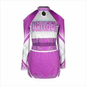 Uniforme de Porristas para Mujer al Por Mayor a Bajo Precio, Personalizado con su Propio Logotipo Frontal, 100% Poliéster, Material de Lana/Seda, Transferencia Térmica - Product Image 6