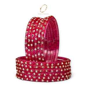 Bracelets en verre cristal kashmiri rose vif, prêts à l'exportation, pour femmes, vente en gros, bijoux de mode pour mariage, livraison mondiale - Product Image 3