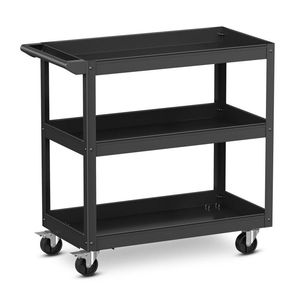 3-Tier Metal Utility <b>Cart</b> with Lockable Universal Wheels and Flat Handle for <b>Tool</b> <b>Trolley</b> Use - Product Image 1