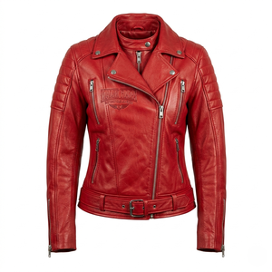 Women's Slim Fit Leather <b>Biker</b> <b>Jacket</b> | High Performance Racing Apparel | OEM - Product Image 4
