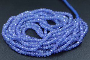 Perle rondelle à facettes en tanzanite naturelle 100% 3-5mm pour la fabrication de bijoux pierres précieuses en vrac - Product Image 3
