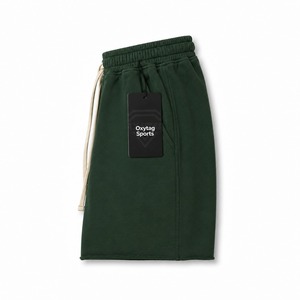 Pantalones Cortos de Felpa de Algodón Grueso Personalizados para Hombre, Verano, Casual, Gimnasio, Entrenamiento, Venta al por Mayor, Lisos, Verde Bosque, con Cordón Ajustable - Product Image 6