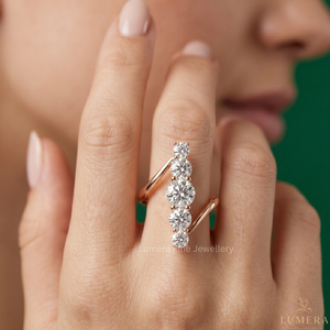 Luxury Round Cut Lab Grown Diamond IGI Certified <b>Open</b> Band <b>Ring</b> Unisex 9KT 10KT 14KT 18KT Rose Gold - Product Image 5