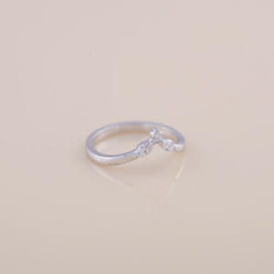 IGI Certified Marquise Diamond V-Shaped Contour <b>Ring</b> in 18K White / Rose & Yellow Gold - Product Image 2