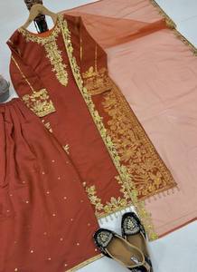 ชุดสาหรี่กะมีซผ้าไหมจีนปักลายหนักพิเศษสำหรับเทศกาลอีด ดีไซน์ใหม่ทันสมัย แห้งเร็ว - Product Image 2