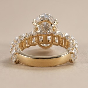 Anillo de Diamantes con Corte Ovalado de 3.01CT, Media Eternidad, Oro Sólido de 14K con Diamantes Cultivados en Laboratorio, para Compromiso, Regalo para Novia - Product Image 4