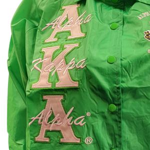 Green <b>Waterproof</b> Coach <b>Jacket</b> Lightweight Outdoor Windbreaker Casual Button Front <b>Jacket</b> Embroidered Design Fashion - Product Image 6
