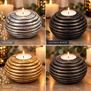 Porte-bougie rond en bois pour bougies chauffe-plat, fait main, en bois nervuré, bol votif, centre de table, décoration de Noël pour la maison - Product Image 3