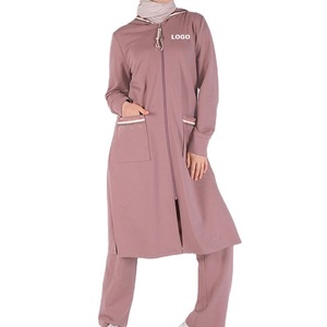 TANVEX INTERNATIONAL Latest Design 2026 Terry Quick Dry Breathable Modest 2Piece <b>Set</b> Track Suit Pockets Full Zipper Hooded <b>Sets</b> - Product Image 1