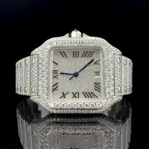 Montre de luxe de qualité supérieure, sertie de diamants blancs, boîtier en acier inoxydable et bracelet réglable pour hommes, disponible au meilleur prix - Product Image 1