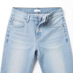 Men's Light Blue Slim Fit <b>Stretch</b> <b>Denim</b> Jeans Skinny Leg Casual Everyday Pants OEM Wholesale Custom Logo Bulk Order Mid Vintage - Product Image 2
