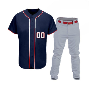 Tenues de baseball personnalisées OEM pour adultes avec numéro et nom d'équipe, grandes tailles, séchage rapide et respirantes, 100 % polyester - Product Image 1
