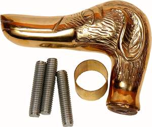 Bastón de Latón Hecho a Mano con Forma de Cabeza de Perro, Pulido, Estilo Antiguo - Product Image 1