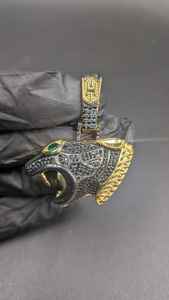 Pendentif Tête de Panthère Noire Sertie de Moissanite Noire en Argent Sterling 925 pour Amateurs d'Animaux - Bijoux Fins, Pendentifs et Breloques - Product Image 6