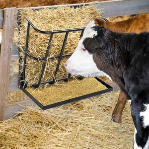 Acciaio resistente 2-in-1 cremagliera per fieno staccabile per il grano grande capacità di alimentazione per il bestiame da esterno per le capre di pecora nera - Product Image 3