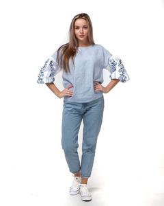 Top tendance blanc femmes Floral brodé coton Blouse brillant ukrainien mode glands tissé impression numérique naturel - Product Image 2