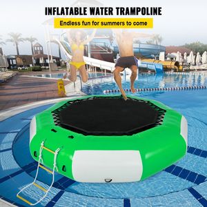 Trampolín Acuático Inflable Verde y Blanco de 13 pies con Escalera, Brincolín Acuático Recreativo, Instalación de Entretenimiento Acuático - Product Image 2