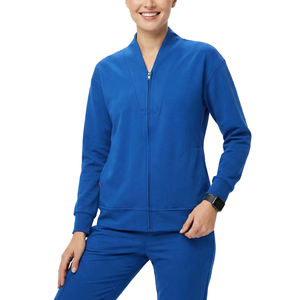 เสื้อแจ็คเก็ตสครับแบบซิปหน้าสำหรับผู้หญิงสั่งทำขายส่ง คอวี ทรงแอธเลติก ยืดหยุ่นได้ เหมาะสำหรับพยาบาลโรงพยาบาล ชุดยูนิฟอร์มทางการแพทย์ - Product Image 1