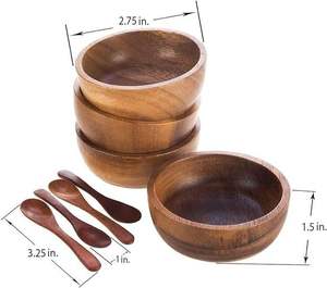 Bol de service moderne en bois d'acacia lavable et écologique, motif vague, pour fruits et légumes, idéal pour la rentrée scolaire et la cuisine – Exportation mondiale ZF - Product Image 6