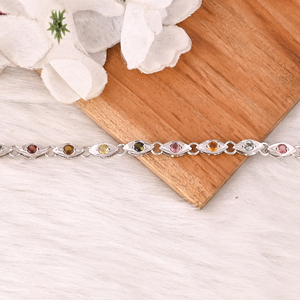 สร้อยข้อมือเทนนิสประดับทัวร์มาลีนสีชมพูธรรมชาติ ซิทริน และเลมอนโทแพซ ทำจากเงินแท้ 925 - ของขวัญสุดหรูสำหรับงานปาร์ตี้ - Product Image 2