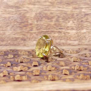 Anillo Clásico de Plata de Ley 925 Chapado en Oro con Topacio Limón para Mujer, Joyería para Bodas - Product Image 4