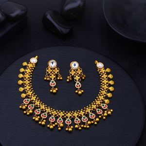 Collar de Oro Tradicional con Pendientes de Diseño Floral, Joyería Nupcial para Mujer, Estilo Étnico - Product Image 1