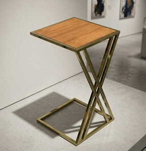 Table basse carrée moderne en métal Metal Drake avec base décorative en métal doré, design minimaliste pour la décoration du salon et de la chambre. - Product Image 1