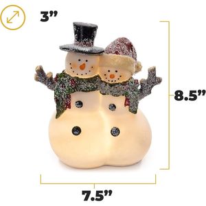 VP Home Coppia di Pupazzi di Neve Luminosi a LED per Interni, Statuette Festive in Resina con Fibra Ottica, Decorazioni Natalizie Luminose - Product Image 2