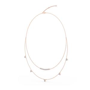 Collar Moderno de Oro Rosa de 9K con Doble Capa y Diamantes de Laboratorio, con Acento de Barra Curva y Racimo, 1.96 CTW, 18 Pulgadas - Product Image 1