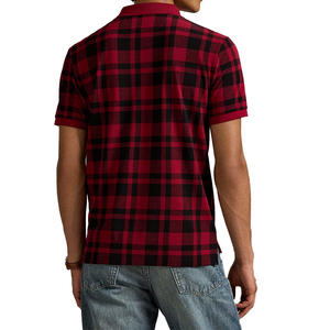 Hot Sale Men's <b>Classic</b> Fit Plaid Knitted Mesh for Shirt Custom Logo Embroidery Breathable Short Sleeve Casual for Top - Product Image 2