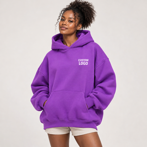 Sudadera con capucha extragrande de algodón suave para mujer, mezcla de algodón y forro polar, ropa informal diaria, fabricante OEM - Product Image 4