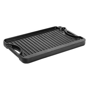 Plaque de cuisson réversible en fonte de 14x8,5 pouces avec poignée portable, pré-culottée pour les grillades en famille - Product Image 6