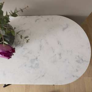 Soporte para TV Vandana Cresta Hexa en metal y mármol blanco - Product Image 4