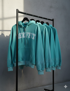 Sudadera con capucha con cremallera de algodón grueso y felpa, con efecto desgastado por el sol, el mejor material, con logotipo personalizado, serigrafía y pedrería, del fabricante líder. - Product Image 1