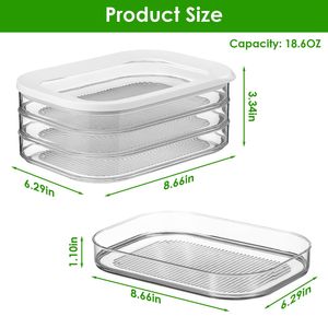 2 Contenitori Trasparenti Impilabili per Alimenti con Coperchio, Organizer per Bacon e Carne in Frigorifero, Contenitore per Preparazione Pasti - Product Image 6