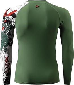 Sublimated Anti-Bacterial Rash Guard <b>Shirt</b> Sublimation Green Design <b>Dragon</b> - Product Image 2