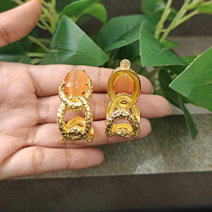 Pendientes de Aro Estilo Punk Chapados en Oro de 18K, Forma Ovalada, Engaste de Garra de Ojo de Gato, Latón Sólido con Textura Martillada, Joyería para Fiesta - Product Image 5